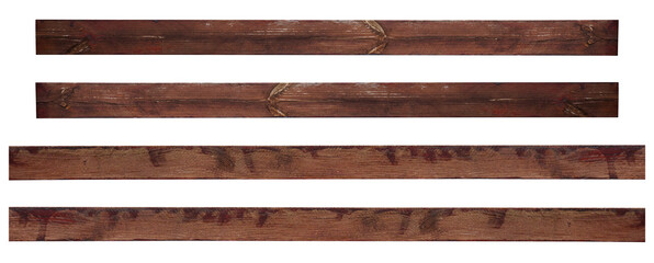 Brown pine planks covered with varnish on isolated background