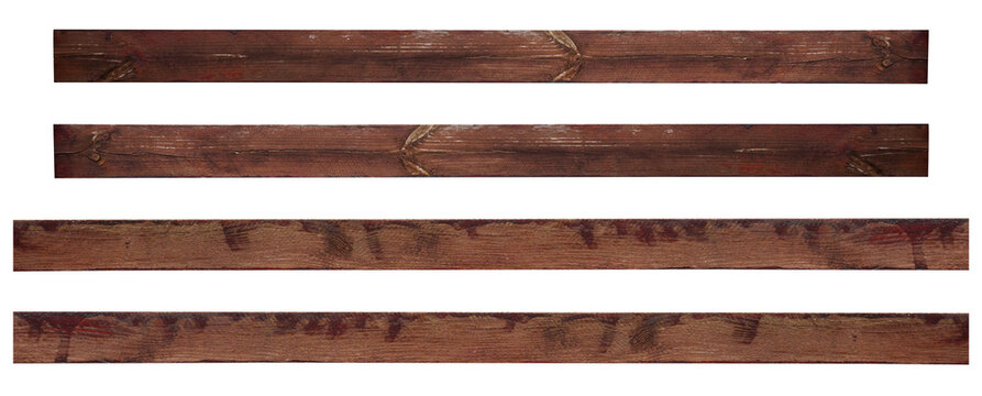 Brown pine planks covered with varnish on isolated background