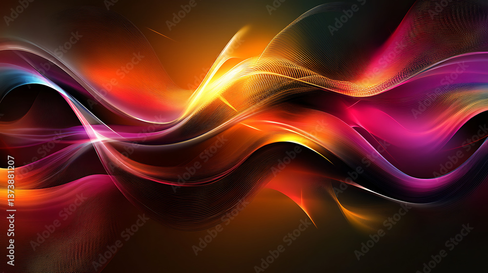 Poster abstract flowing lines with vibrant colors a modern, dynamic background for digital designs and crea
