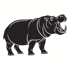 hippopotamus black silhouette vector