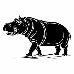 hippopotamus black silhouette vector
