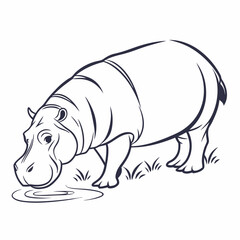 hippopotamus black silhouette vector