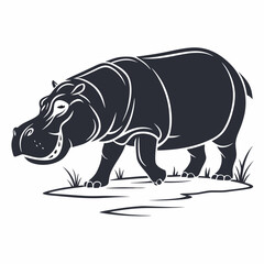 hippopotamus black silhouette vector