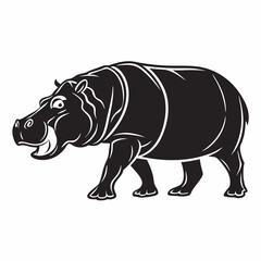 hippopotamus black silhouette vector