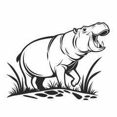 hippopotamus black silhouette vector