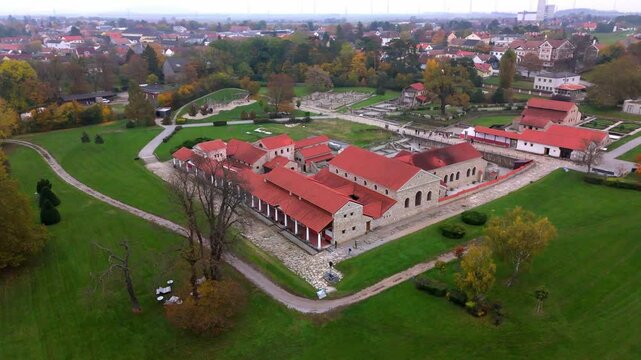 Panoramic View Of The Archeological Park Carnuntum During Autumn In Petronell-Carnuntum, Austria.