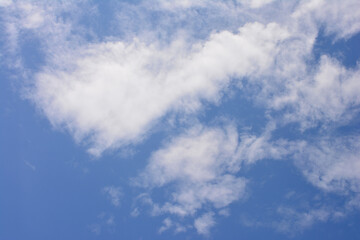 Blue sky with fluffy clouds wallpaper background