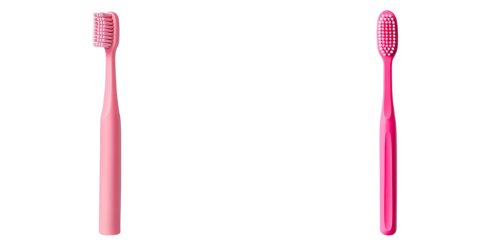 Pink toothbrush set of two oral care essentials for daily use hygiene product toothbrushing routine  transparent background