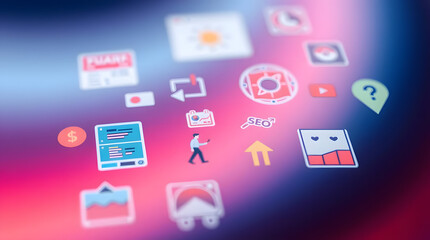 Business and technology illustrations. Concepts of web design and development, startup and online business, seo, app development, e-commerce, strategy and planning, communication. seo