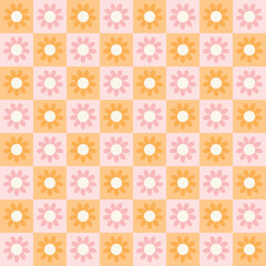 A cute retro floral pattern in pastel yellow and pink tones. 70s-style design, perfect for fabrics, wallpapers, packaging, and digital projects.

