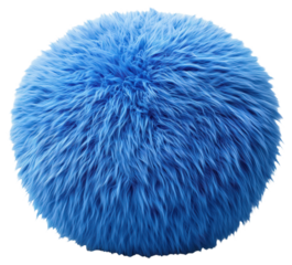 PNG Blue fluffy round ottoman or pouf
