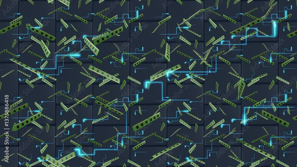 Poster ram memory card computer wallpaper loop tile falling. this is a loopable and tileable background