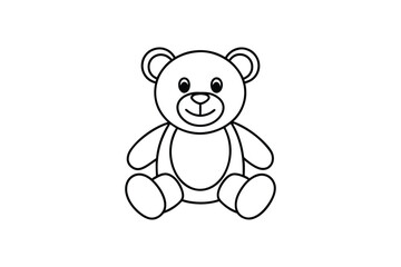 Line art vector illustration of a teddy bear with round ears.eps