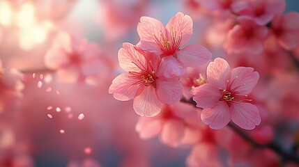 Obraz premium Pink Cherry Blossom Tree in Full Bloom. Generative AI