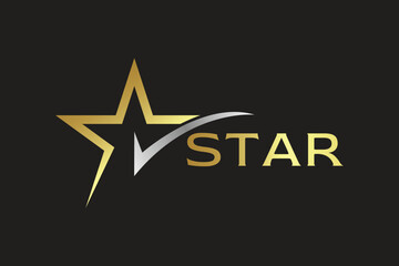 Golden Star logo template design background with light effect