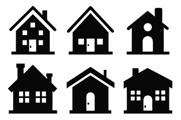 Home icon set silhouette black vector bundle