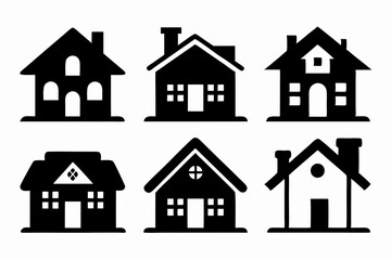 Home icon set silhouette black vector bundle