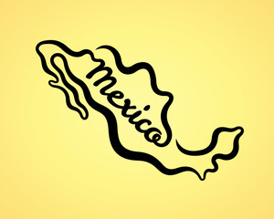 Map of Mexico - shape and name in one line