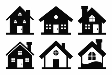 Home icon set silhouette black vector bundle