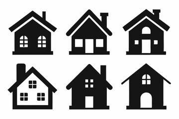 Home icon set silhouette black vector bundle