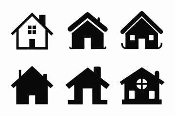 Home icon set silhouette black vector bundle