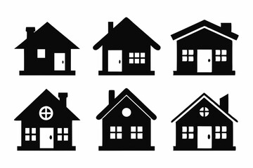 Fototapeta premium Home icon set silhouette black vector bundle