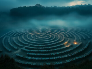 Mystic Labyrinth in Misty Dawn
