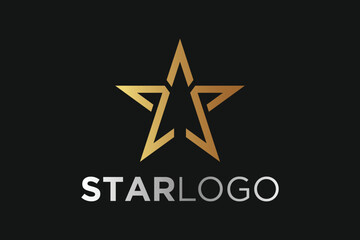 Fototapeta premium Golden Star logo template design background with light effect