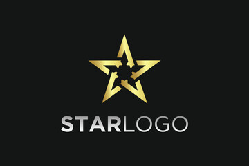 Fototapeta premium Golden Star logo template design background with light effect