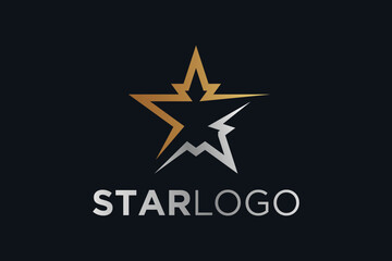 Fototapeta premium Golden Star logo template design background with light effect