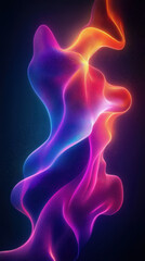 Obraz premium A dynamic 3D abstract background with flowing curved lines in vibrant neon colors 