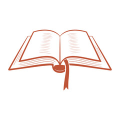 Decorative Open Book with Ribbon Marker Vector Illustration Design