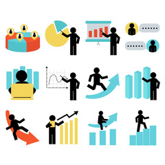Vector  Chart Icons. Growing bar graph. Business graphs and charts icons. Statistics and analytics Statistic and data, charts