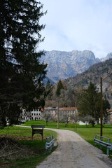 mountain scenery in the wild in barcis, italy