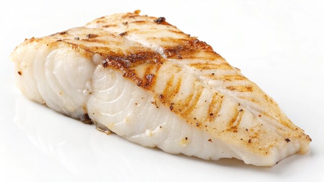 piece of grille monkfish on white