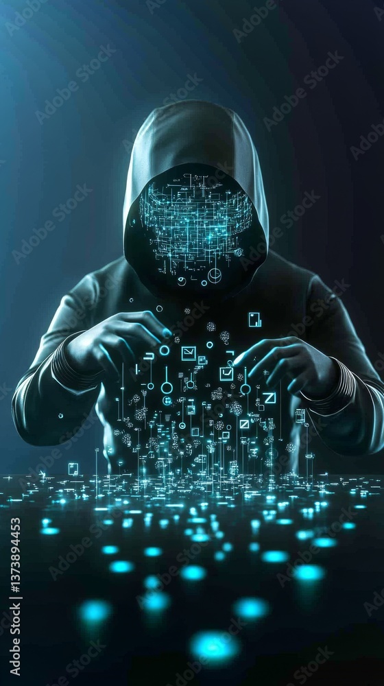 Poster scientist visualizes quantum concepts through advanced neural technology and futuristic animation