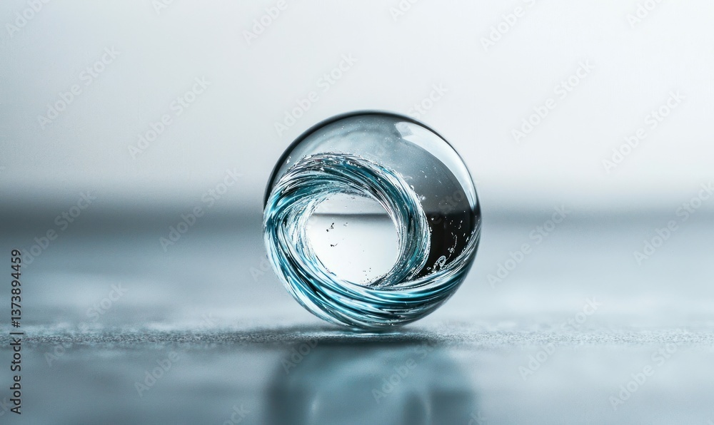 Aufkleber an abstract macro shot of a pristine water sphere featuring beautiful internal swirls and refraction