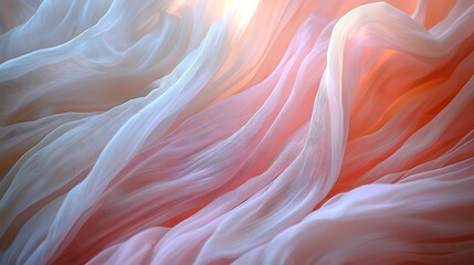 A pink and white fabric with a wave pattern