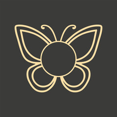 Butterfly monogram frame. Elegant photo frame template with butterfly wings in gold color.