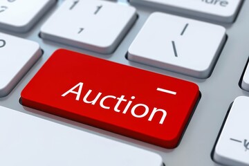 Fototapeta premium Modern computer keyboard with text Auction on button, closeup.