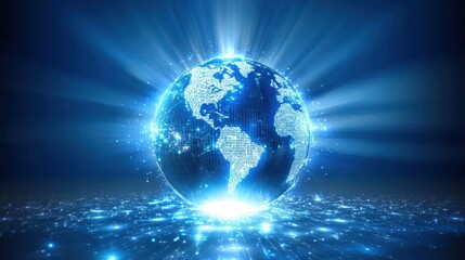 Fototapeta premium A glowing globe with cybersecurity connections highlighting realtime incident responses across regions