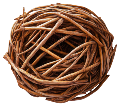 Nest made of intertwined brown twigs
