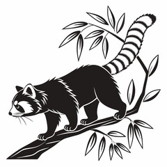 red panda black silhouette icon vector