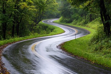 Obraz premium wet winding road