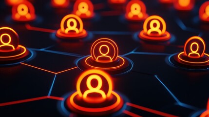 A visual of a cybersafe business ecosystem, with glowing lines linking secure systems to business continuity nodes