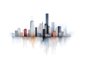 Detailed Architectural Drawing of a City Skyline