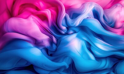 Obraz premium Elegant swirls of pink and blue create a dreamy, abstract background with a fluid, ethereal feel.