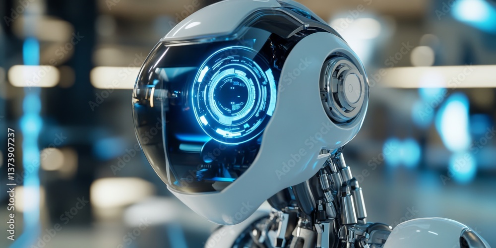 Aufkleber a futuristic robot with a sleek design and glowing features. this ai creation showcases advanced tec