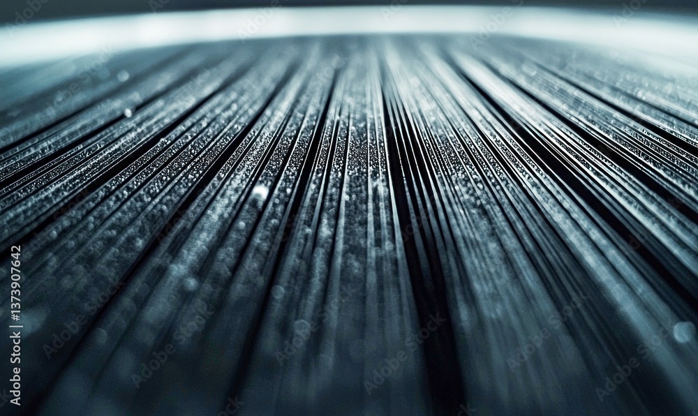 Poster parallel dark lines converge, shimmering with a metallic sheen, creating a structured texture.