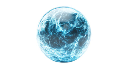 A sphere emitting a blue glow on a transparent background.